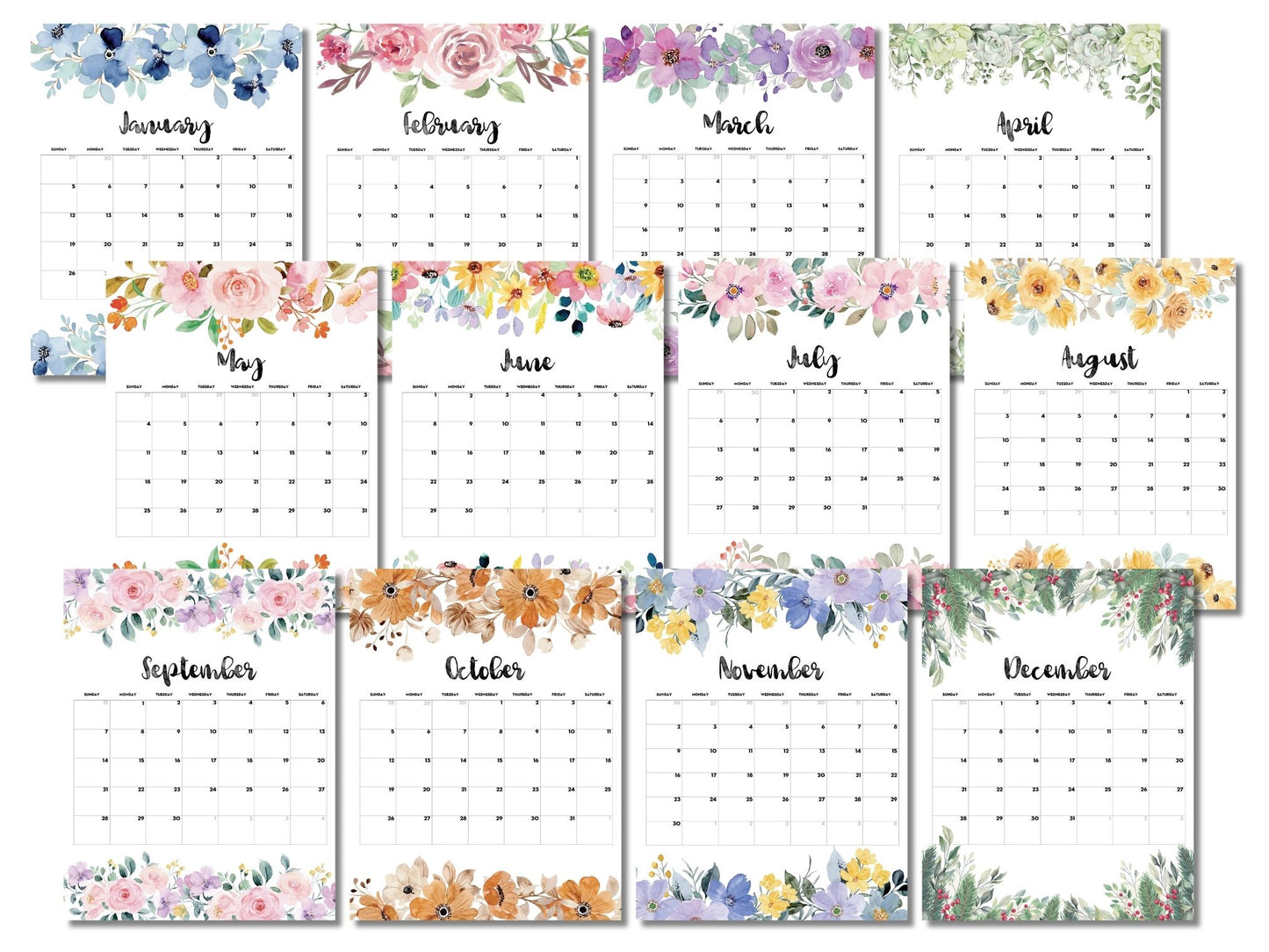 EDITABLE PDF 2025 Floral Calendar