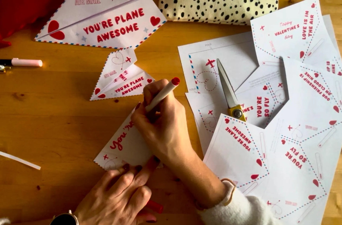 Paper Airplane Valentine Printable Card (4 designs in 2 sizes)