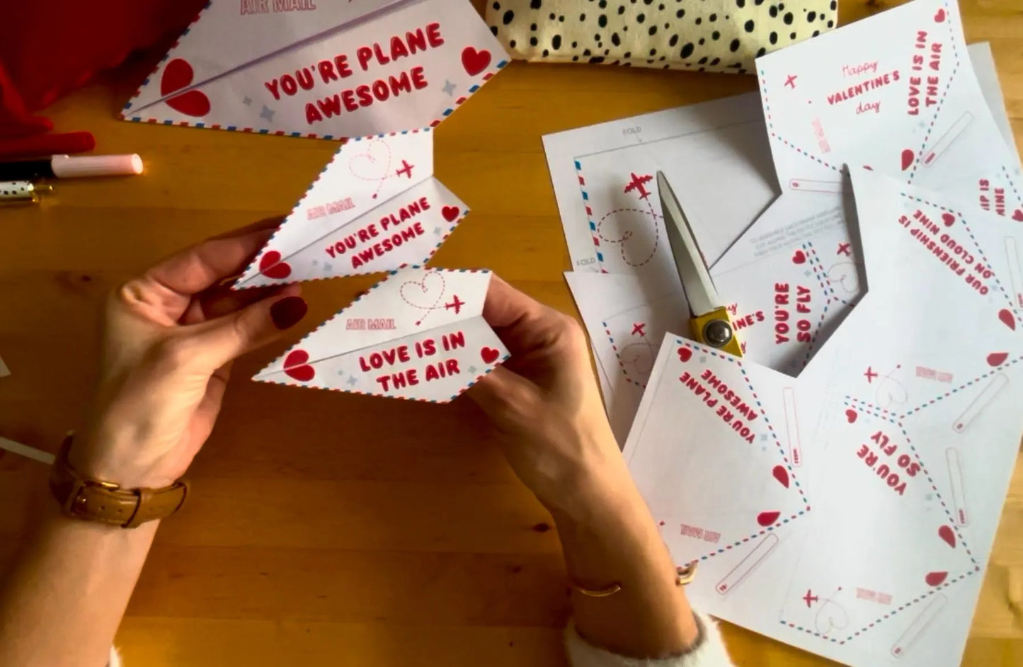 Paper Airplane Valentine Printable Card (4 designs in 2 sizes)