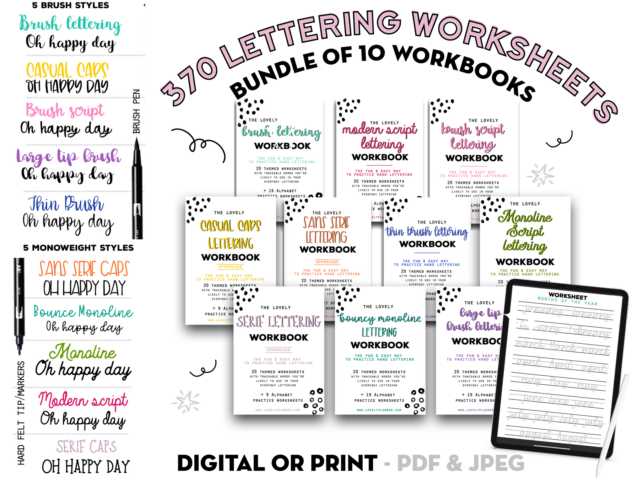 Hand Lettering Practice Workbook Procreate Digital Download