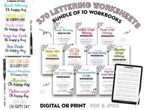 BUNDLE of 10 Lettering Workbooks with 370 Hand Lettering Practice