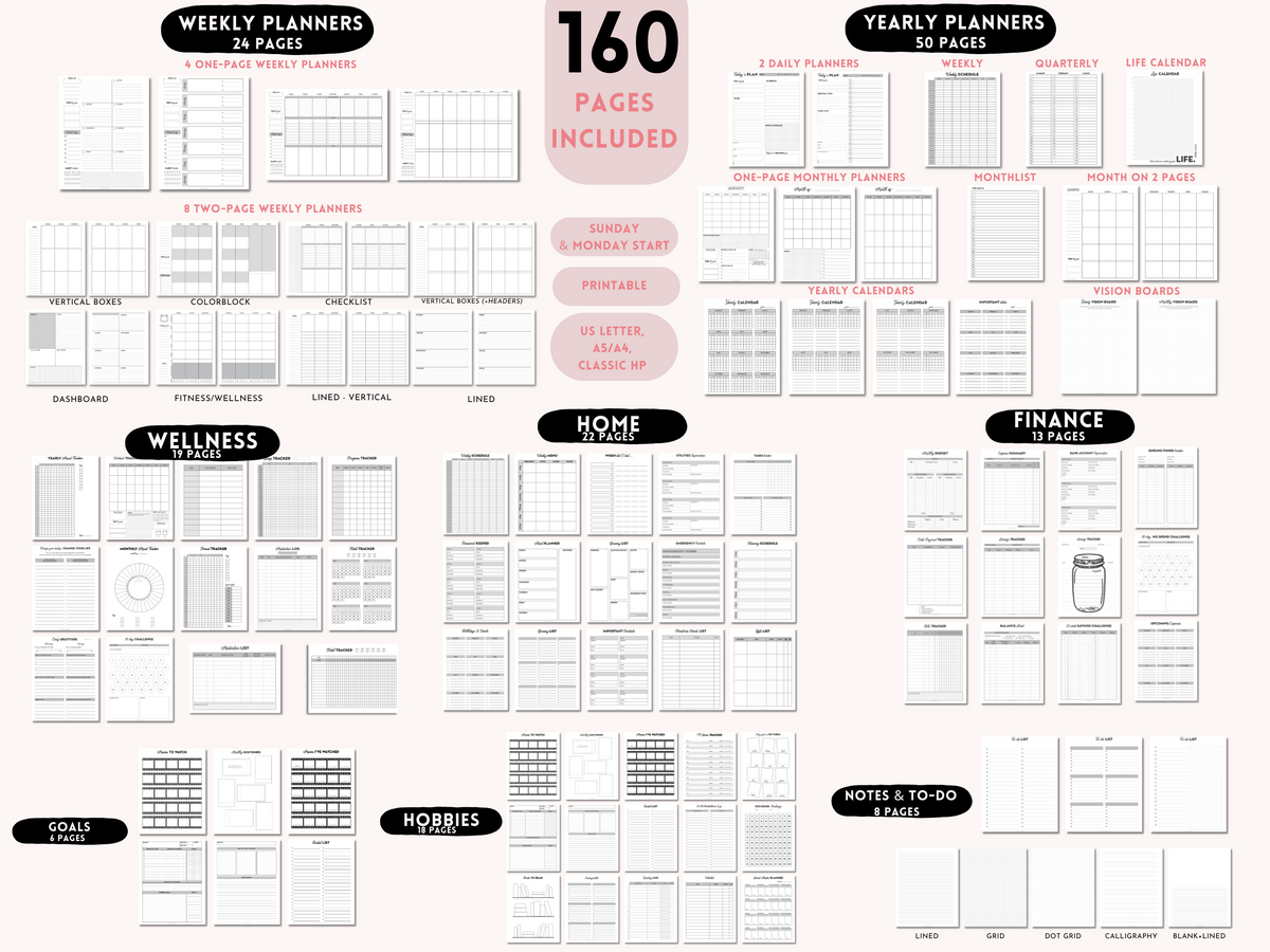 Planner Lover Bundle: Printable Planner Inserts and Planner Stickers ...