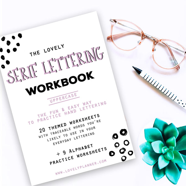Serif Lettering (Caps) - 30 Practice Worksheets