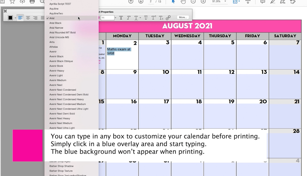 EDITABLE PDF - 2023-2024 Monthly School Calendar