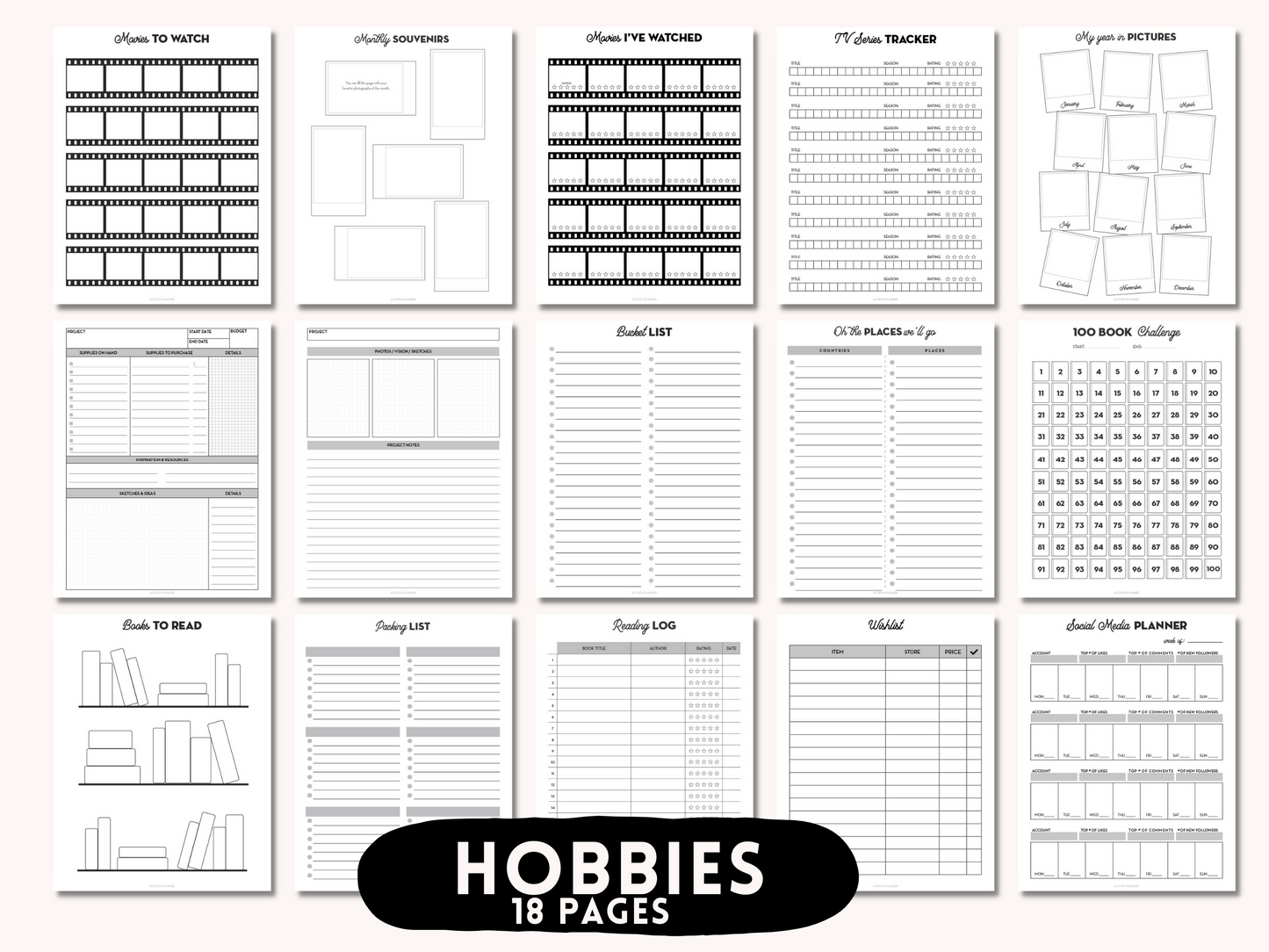 Ultimate Planner Bundle - 160 Printable Planner Inserts for A5, US Letter, Classic Happy Planner