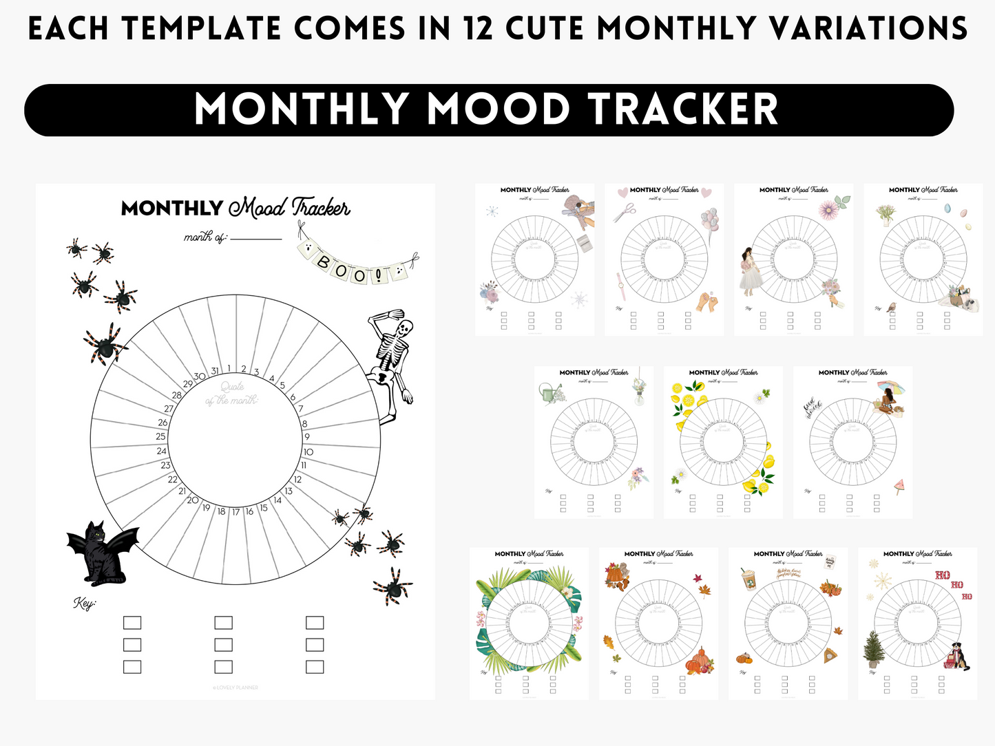 The Seasonal Planner Pack - 132 Pages: 12 Months of Cute Planner Pages - printable or digital planner