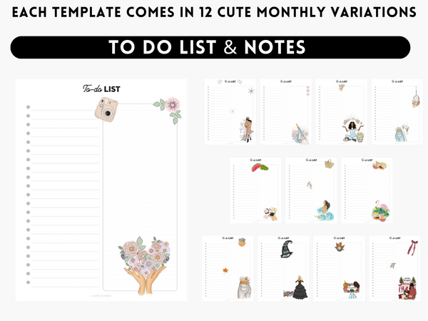 The Seasonal Planner Pack - 132 Pages: 12 Months of Cute Planner Pages - printable or digital planner