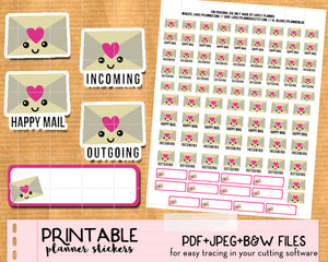 Kawaii Happy Mail Stickers - Printable