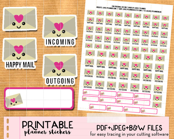 Kawaii Happy Mail Stickers - Printable
