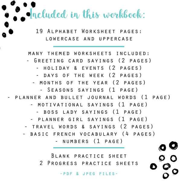Brush Lettering - 40 Practice Worksheets