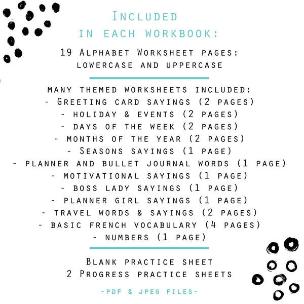 Welcome Offer - BUNDLE of 5 Lettering Workbooks with 190 Hand Lettering Practice Worksheets - for Print & Procreate