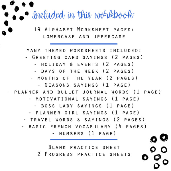 Thin Brush Lettering - 40 Practice Worksheets